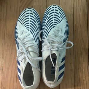 Adidas White and Blue Cleats